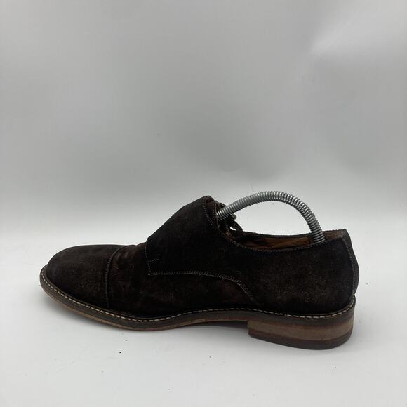 Mens Size 8.5 Beckett Simonon Suede Brown Double Monk Strap Cap Toe Shoes - Picture 5 of 12
